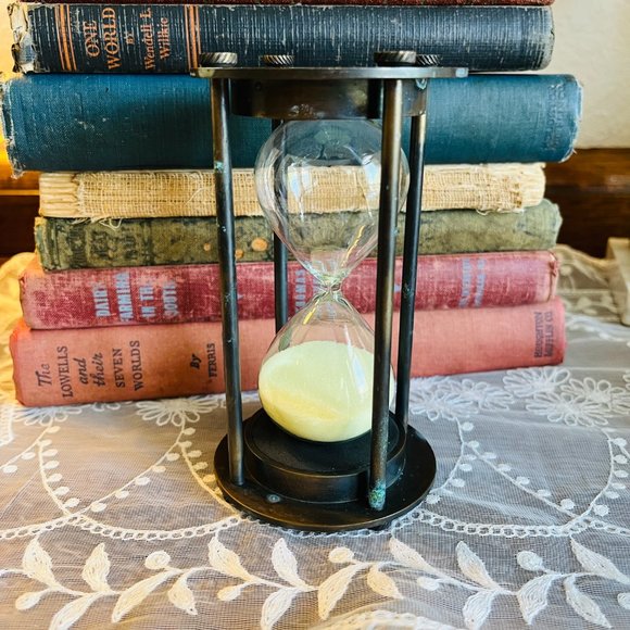 Vintage Other - VTG brass & glass hourglass